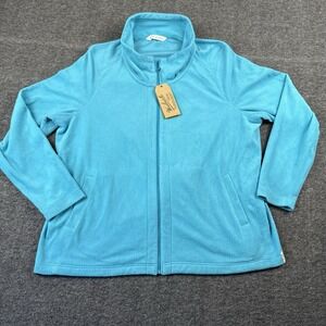 Woolrich Jacket Womens XL Blue Full Zip Fleece Colwin Novelty Pockets